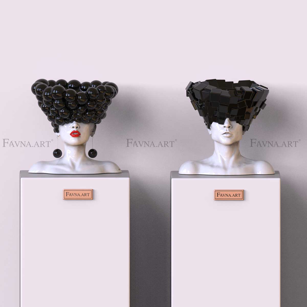 Conceptual Sculpture “Thoughts” — Man. Art Bust, black