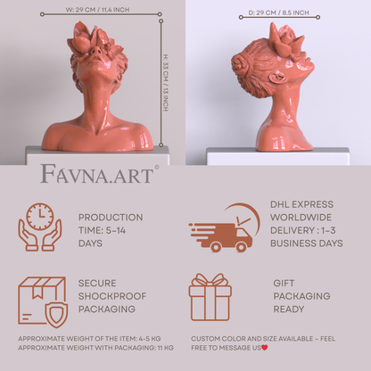 Sculpture "Daughter of the Faun" in coral colour