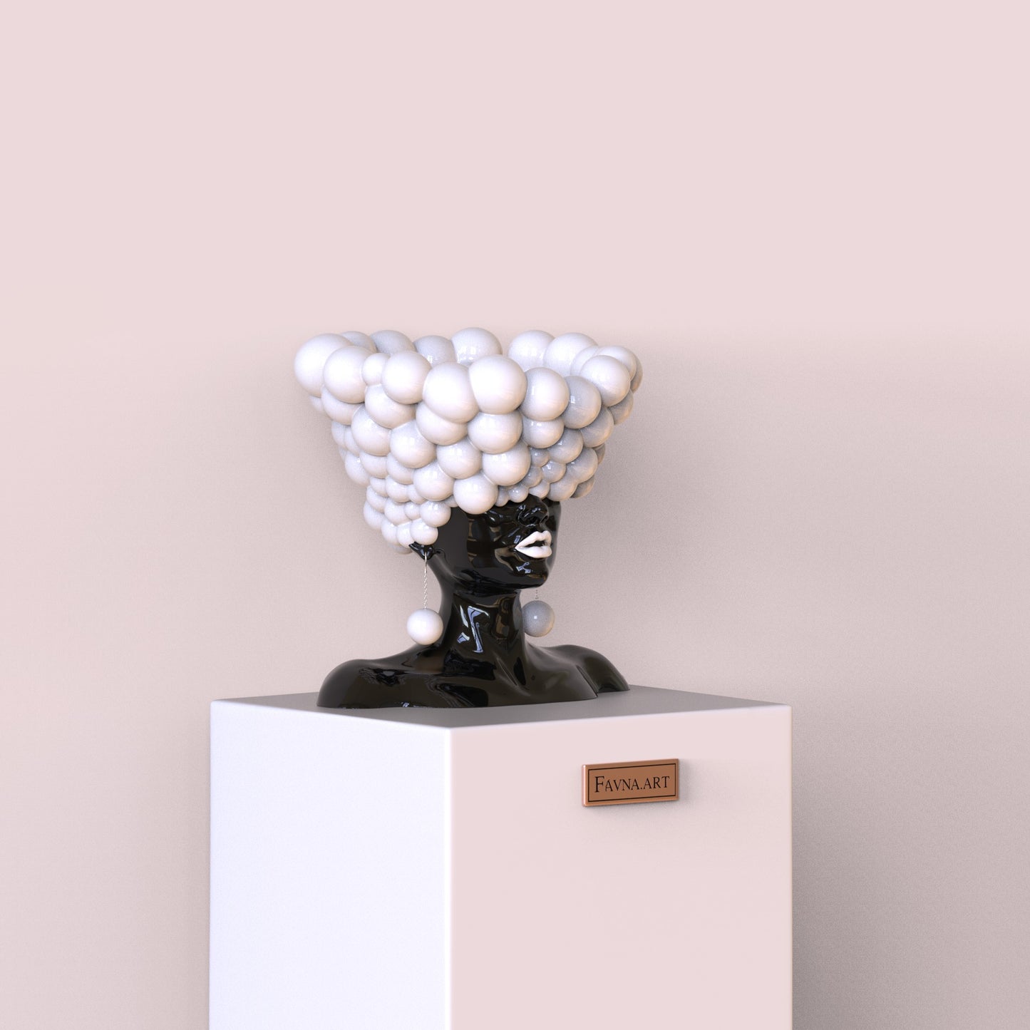  Scultura di una donna "Thoughts" nei colori bianco e nero