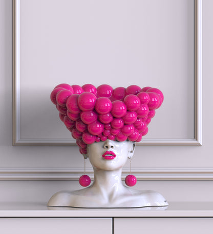 Sculpture of a woman "Thoughts" barbie pink color