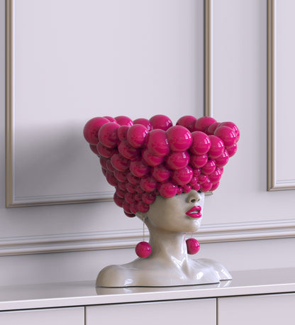 Sculpture of a woman "Thoughts" barbie pink color