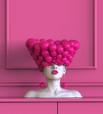 Sculpture of a woman "Thoughts" barbie pink color