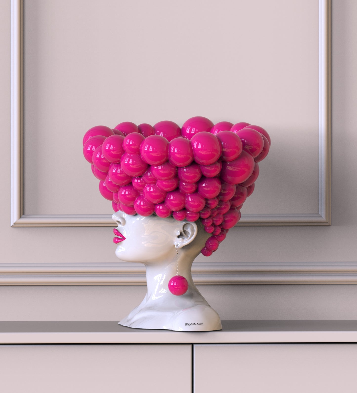 Sculpture of a woman "Thoughts" barbie pink color