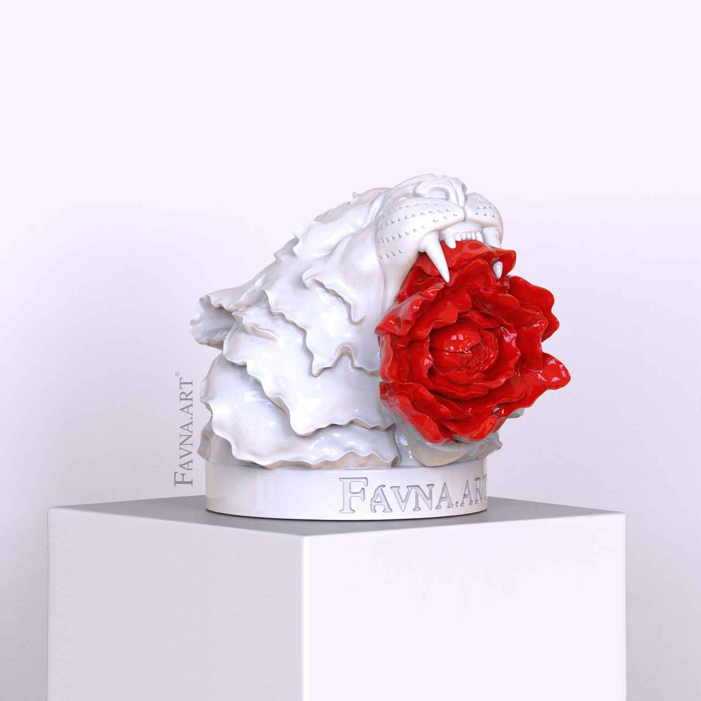 contemporary tiger head sculpture by favna art