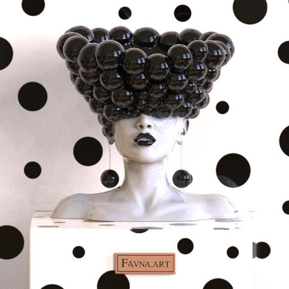 Sculpture of a woman "Thoughts" black and white