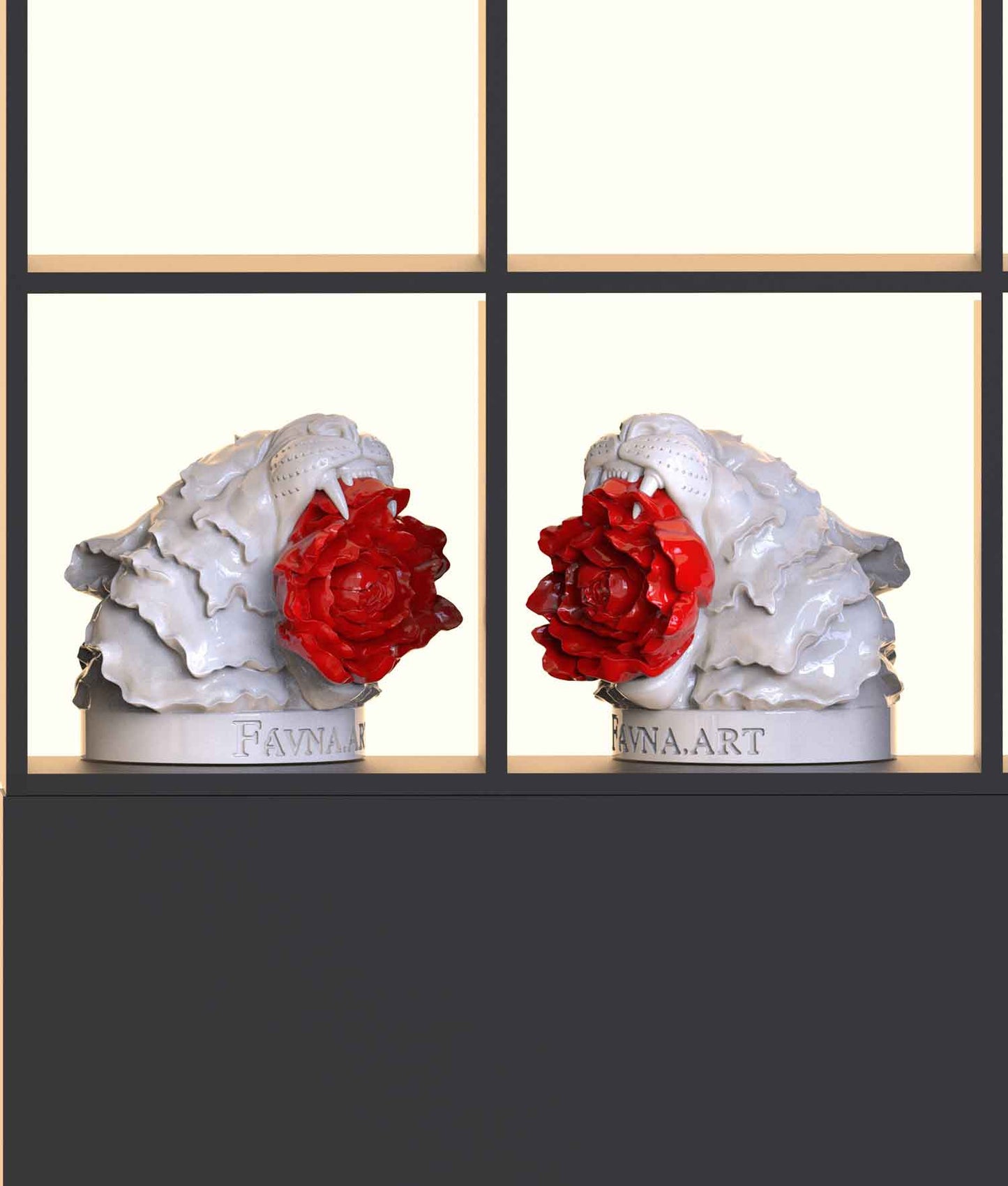 Contemporary tigers sculpture, modern art for hotel by favna art