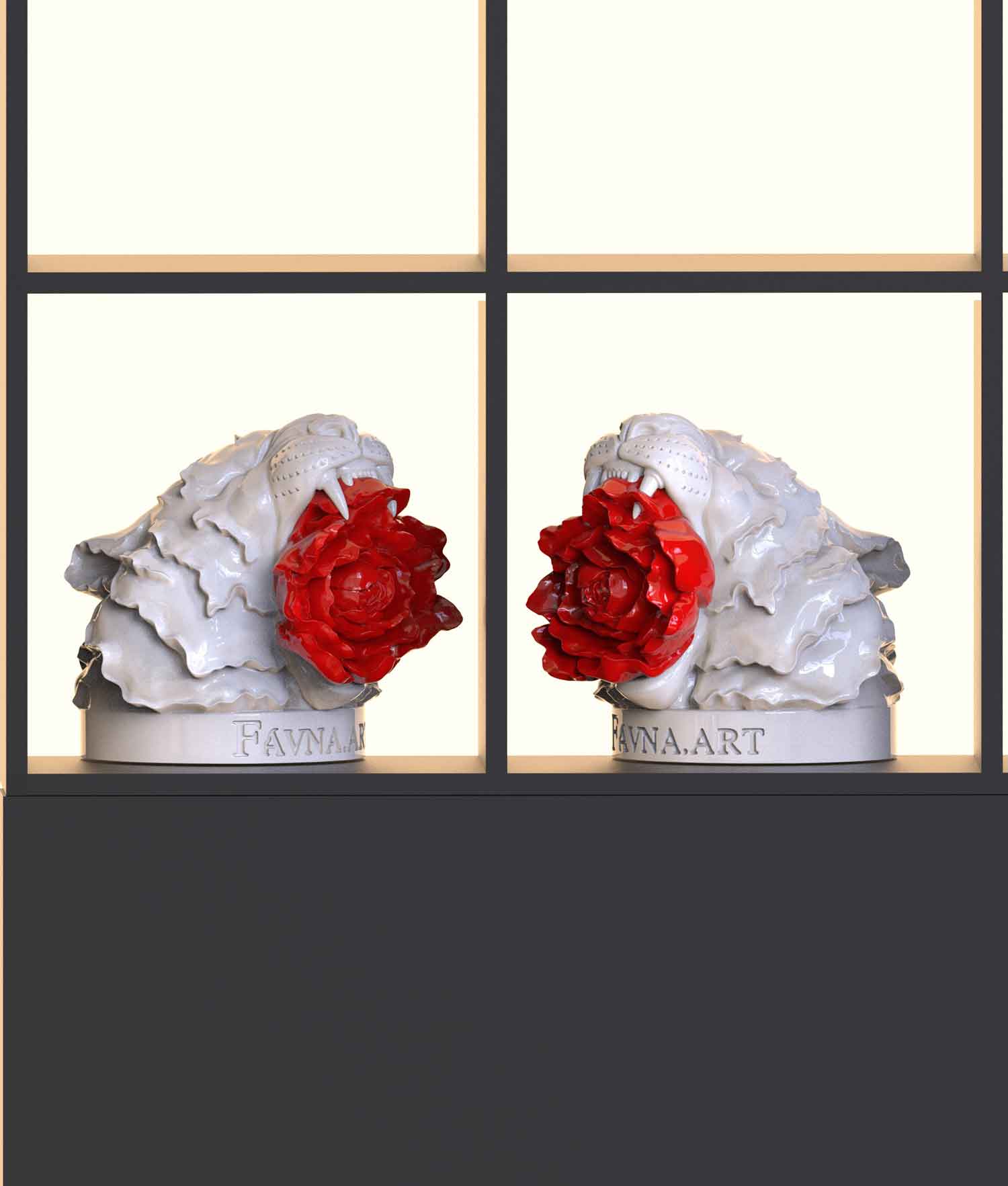 Contemporary tigers sculpture, modern art for hotel by favna art