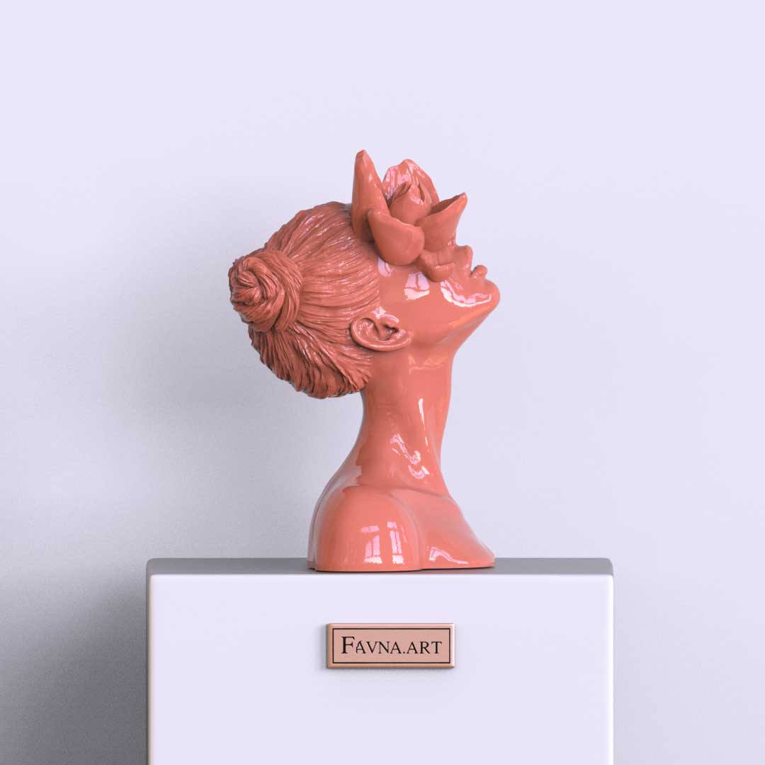 Sculpture "Daughter of the Faun" in coral colour