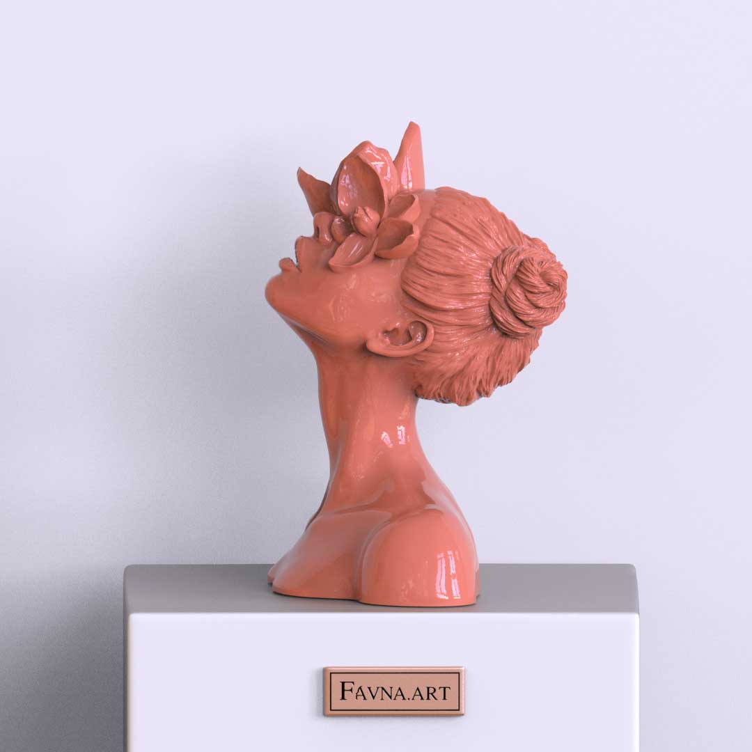 Sculpture "Daughter of the Faun" in coral colour