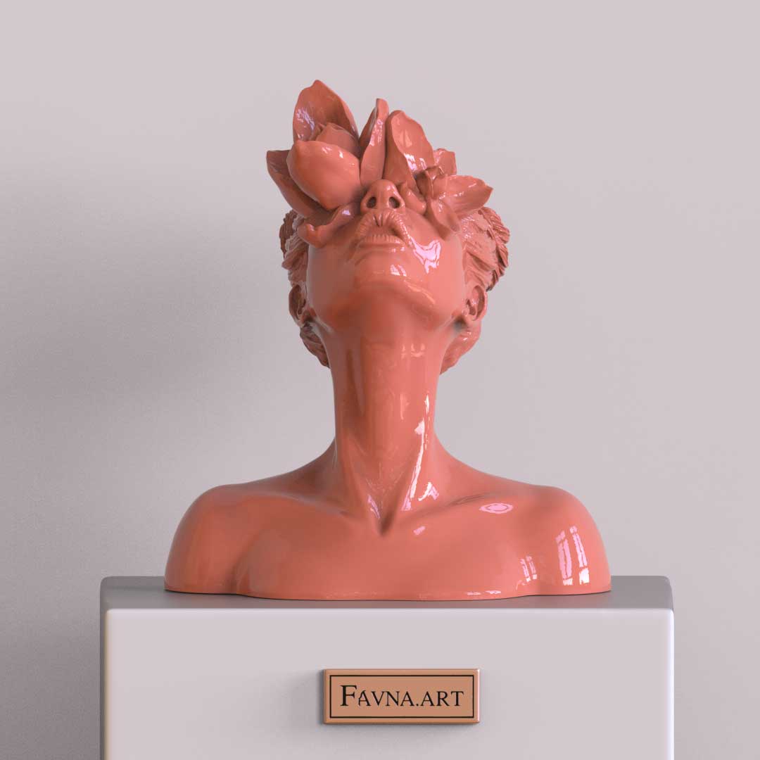 Sculpture "Daughter of the Faun" in coral colour