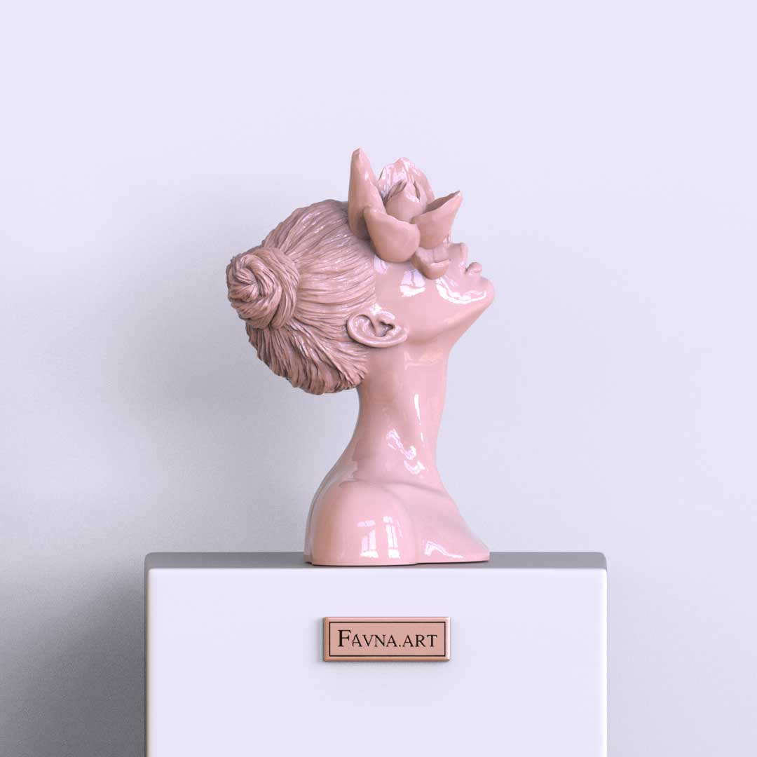 Sculpture "Daughter of Faunus" in cloudy pink