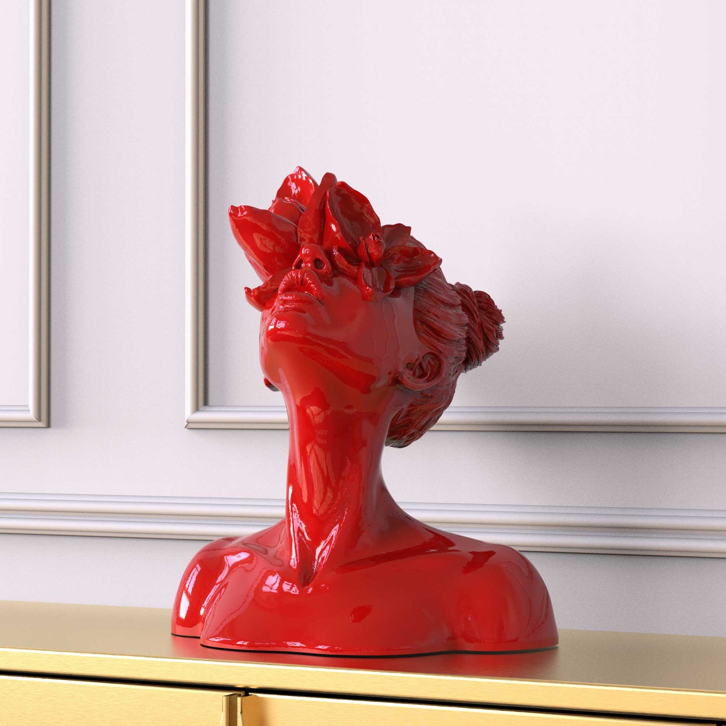 Scultura "Figlia del Fauno" in rosso 