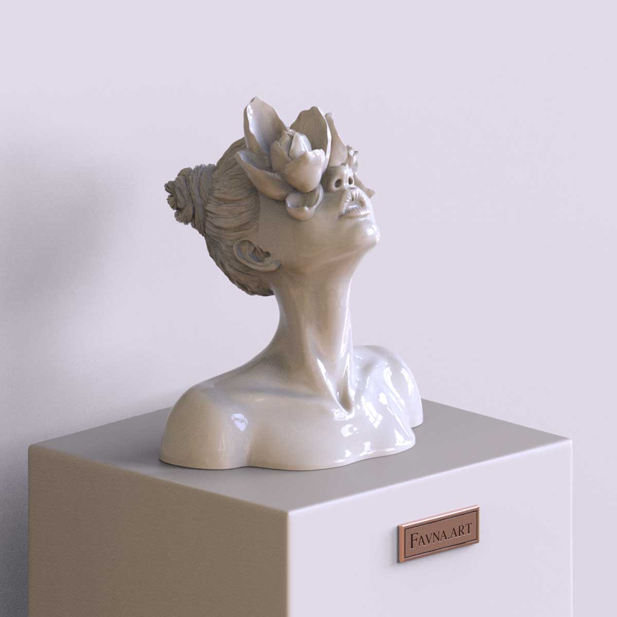 Scultura "Figlia del Fauno" bianca 