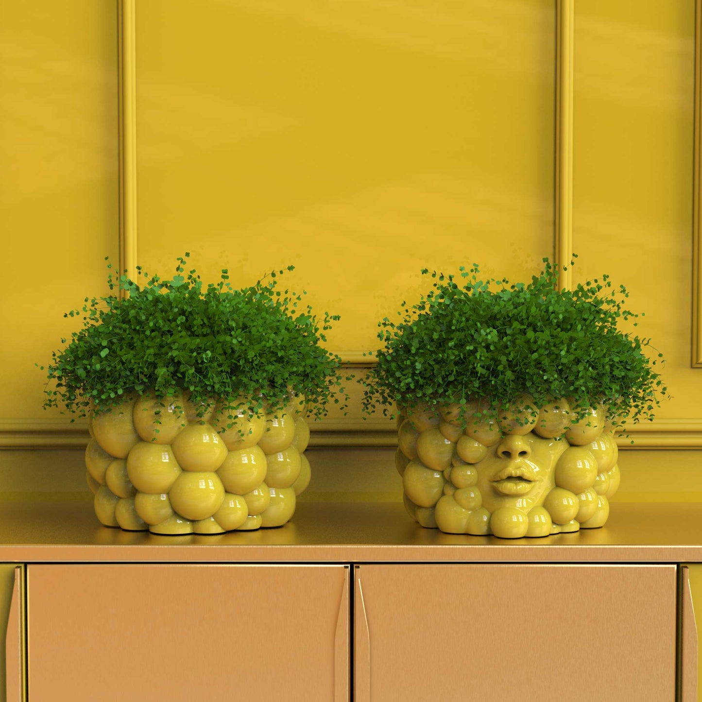 Flowerpot "Thoughts" yellow