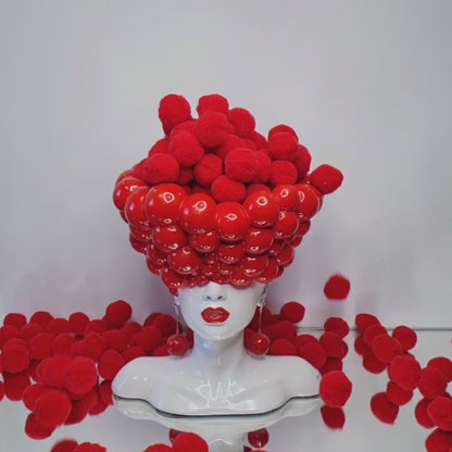 Sculpture of a woman "Thoughts" red and white