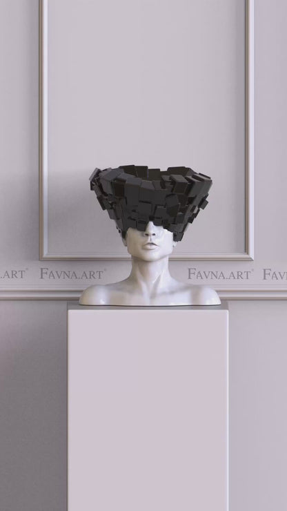 Scultura Concettuale “Pensieri” — Uomo | Busto d’Arte Contemporanea Nero