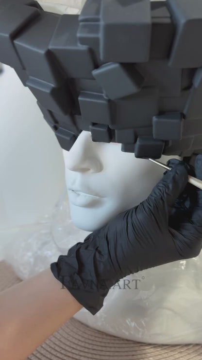 Scultura Concettuale “Pensieri” — Uomo | Busto d’Arte Contemporanea Nero