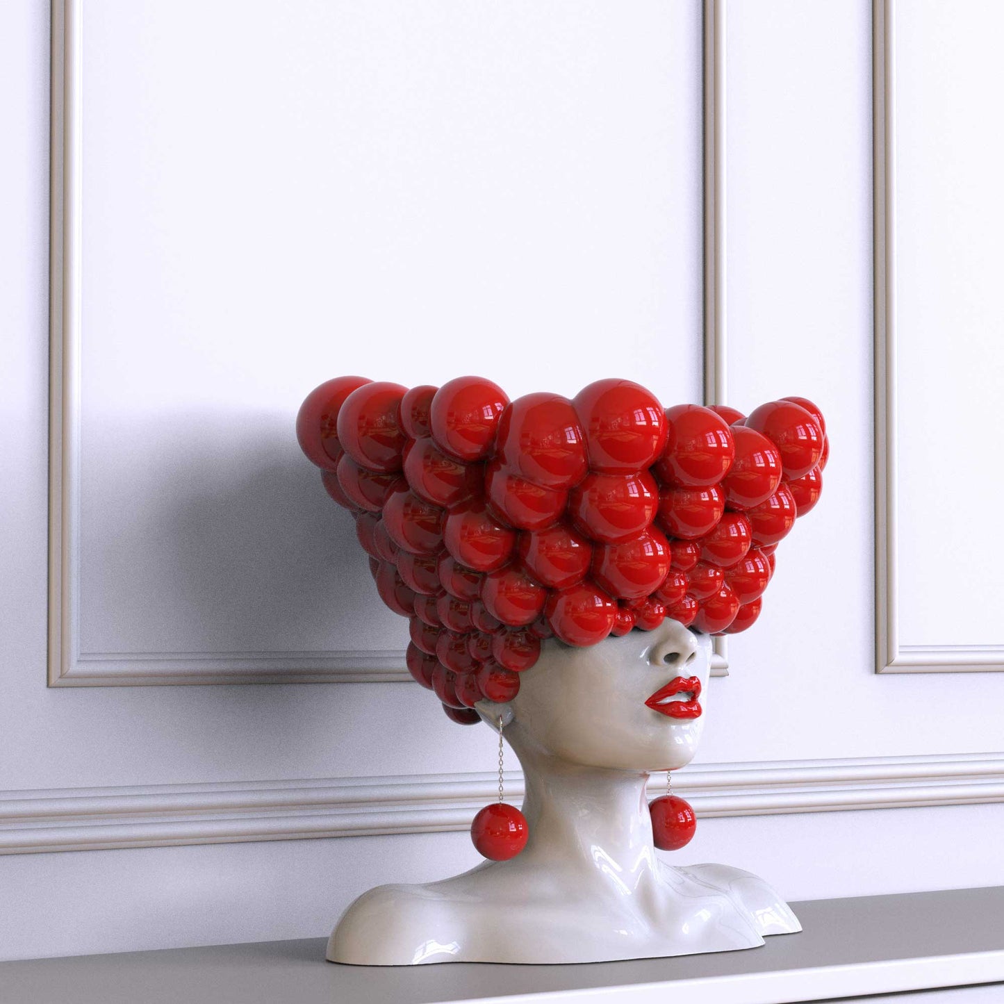 Sculpture of a woman "Thoughts" red and white