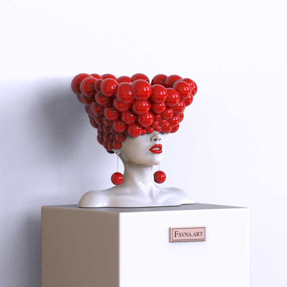 Sculpture of a woman "Thoughts" red and white