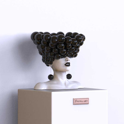 Sculpture of a woman "Thoughts" black and white