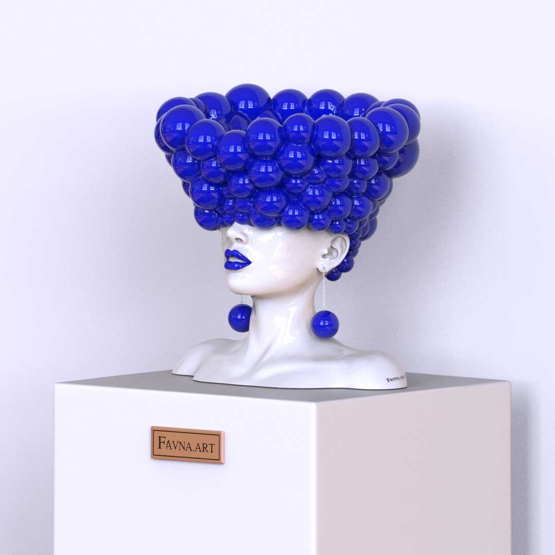 Sculpture of a woman "Thoughts" blue color