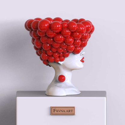 Sculpture of a woman "Thoughts" red and white