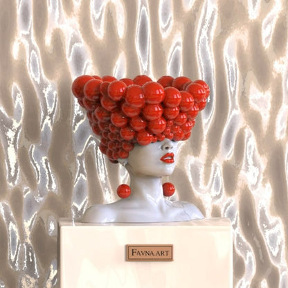 Sculpture of a woman "Thoughts" red and white