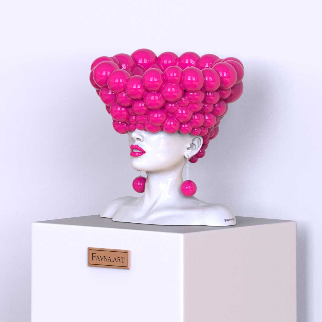 Sculpture of a woman "Thoughts" barbie pink color