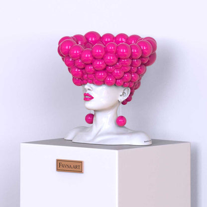 Sculpture of a woman "Thoughts" barbie pink color