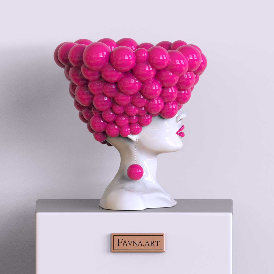 Sculpture of a woman "Thoughts" barbie pink color