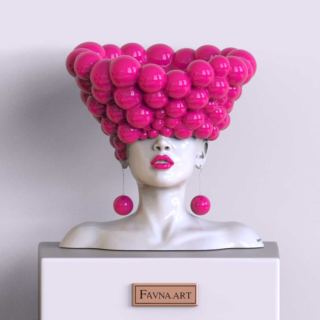 Sculpture of a woman "Thoughts" barbie pink color