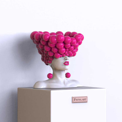 Sculpture of a woman "Thoughts" barbie pink color