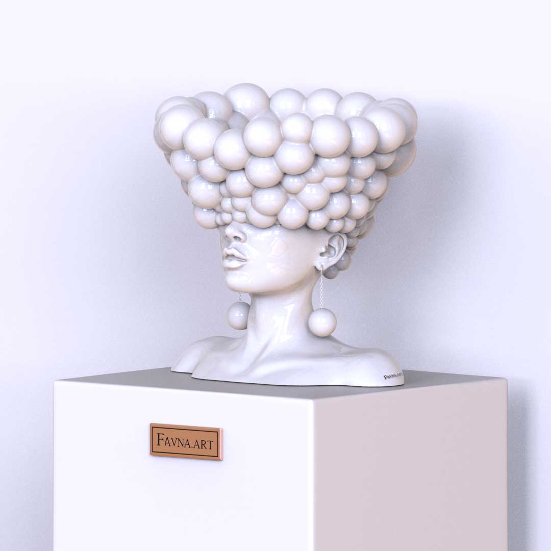 Sculpture of a woman "Thoughts" white