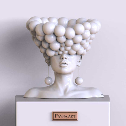 Sculpture of a woman "Thoughts" white